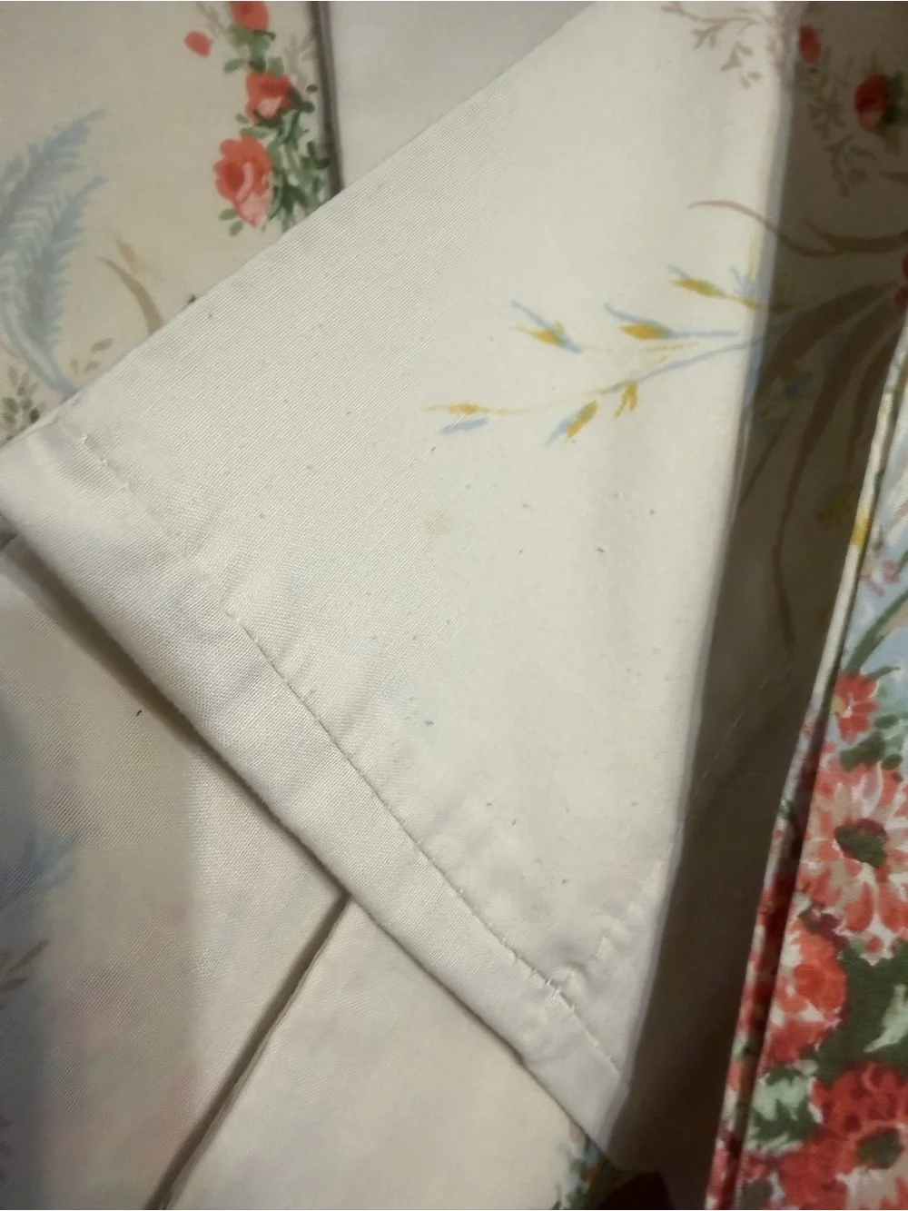 (2) Vintage Floral Printed Cotton Pillowcases - Red, Green, Yellow